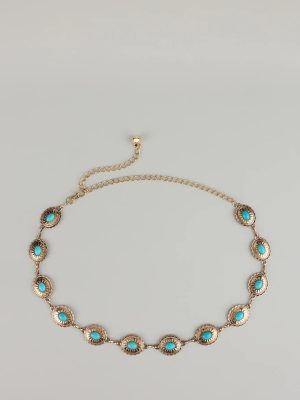 Festival Flair Turquoise Concho Chain Belt