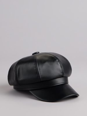 Off Duty Faux Leather Cabby Hat