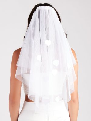 Bridal Babe Heart Applique Tulle Veil