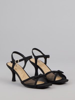 Flirty And Fancy Mesh Bow Kitten Heels