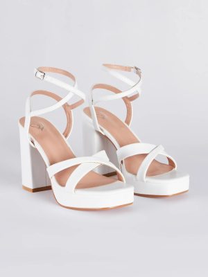 Criss Cross And Tell Platform Block Heels