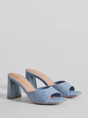 Denim Diva Square Toe Block Heels