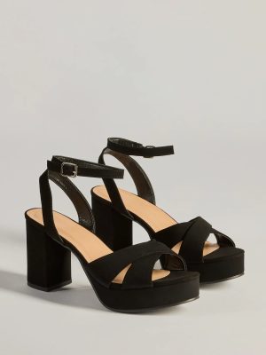 Major Stunner Criss-Cross Platform Block Heels