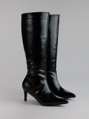 Sleek Stance Faux Leather Stiletto Boots