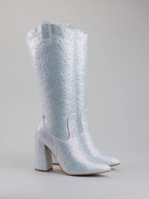 Total Glam Girl Rhinestone Knee-High Boots