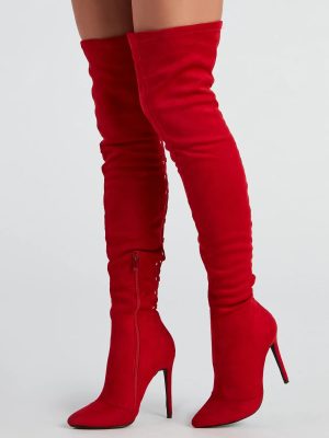 Sultry Lace-Up Thigh-High Boots