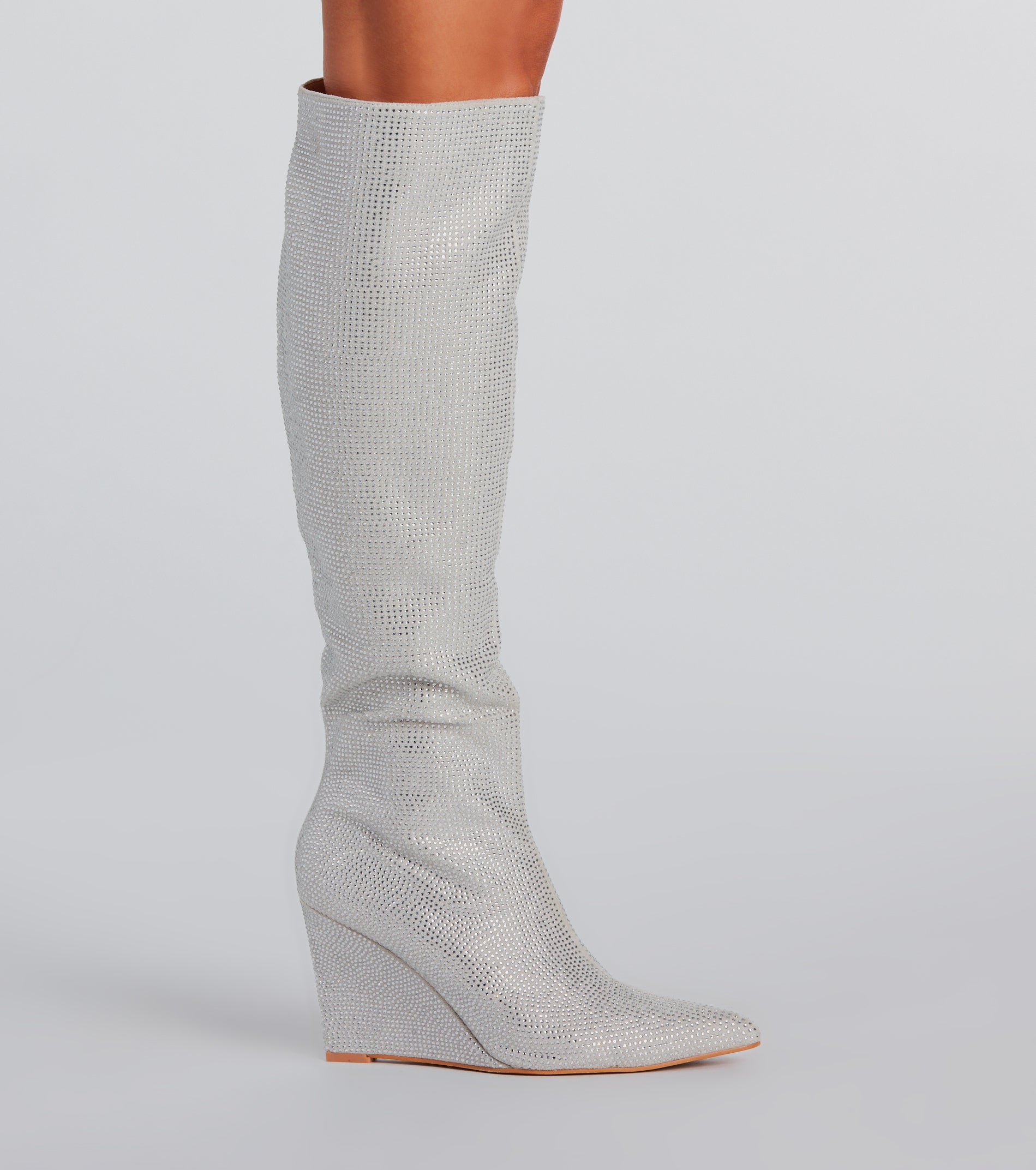 Stunningly Stylish Rhinestone Knee-High Wedge Boot - Image 3