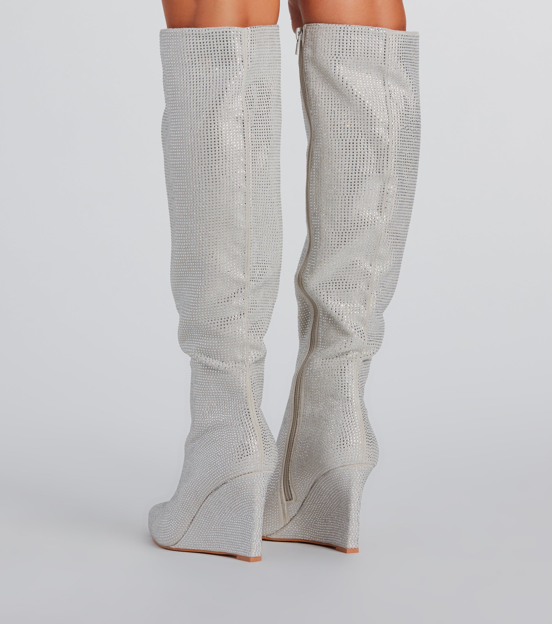 Stunningly Stylish Rhinestone Knee-High Wedge Boot - Image 4