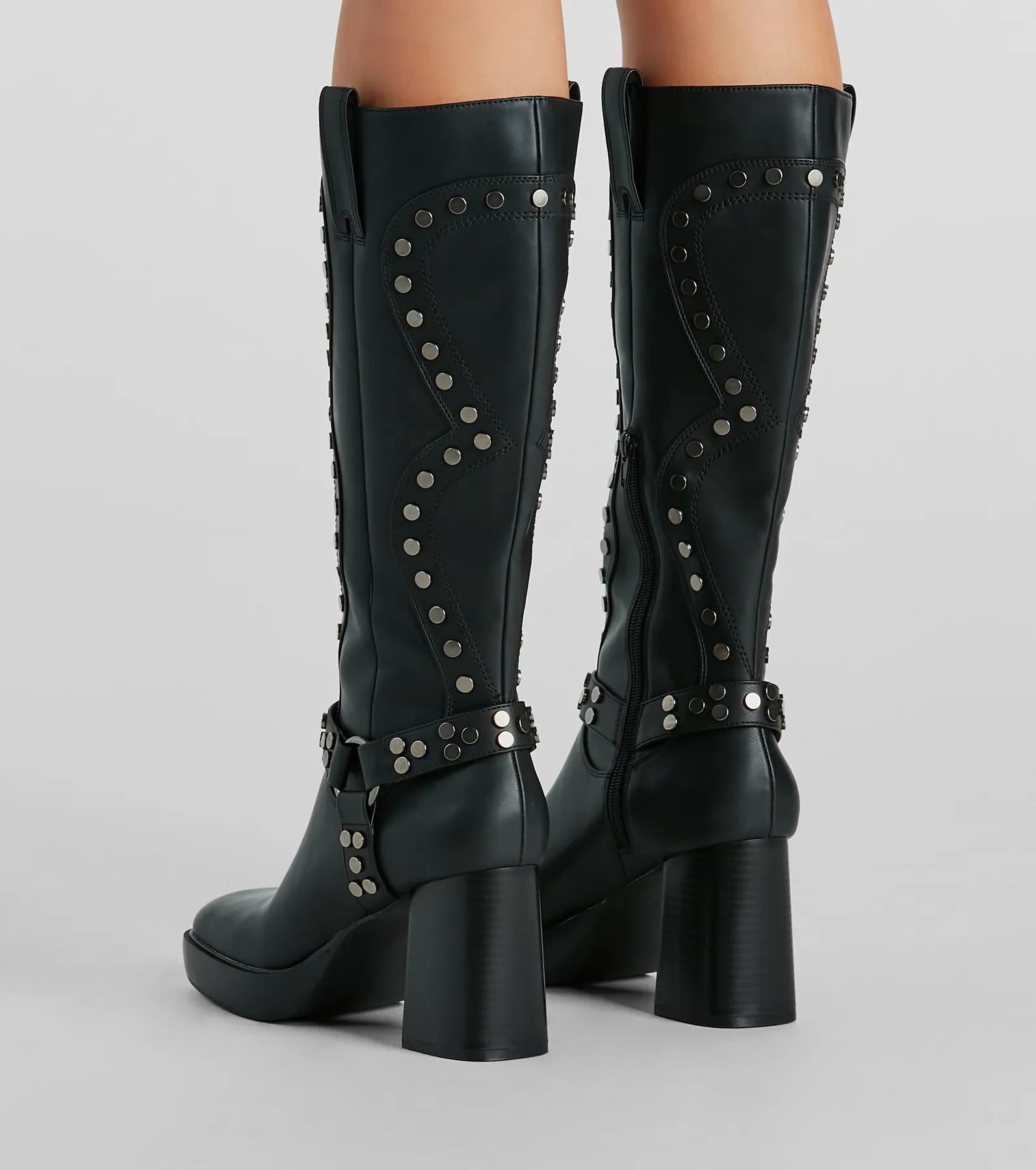 Edgy Attitude Faux Leather Under-The-Knee Boots - Image 4