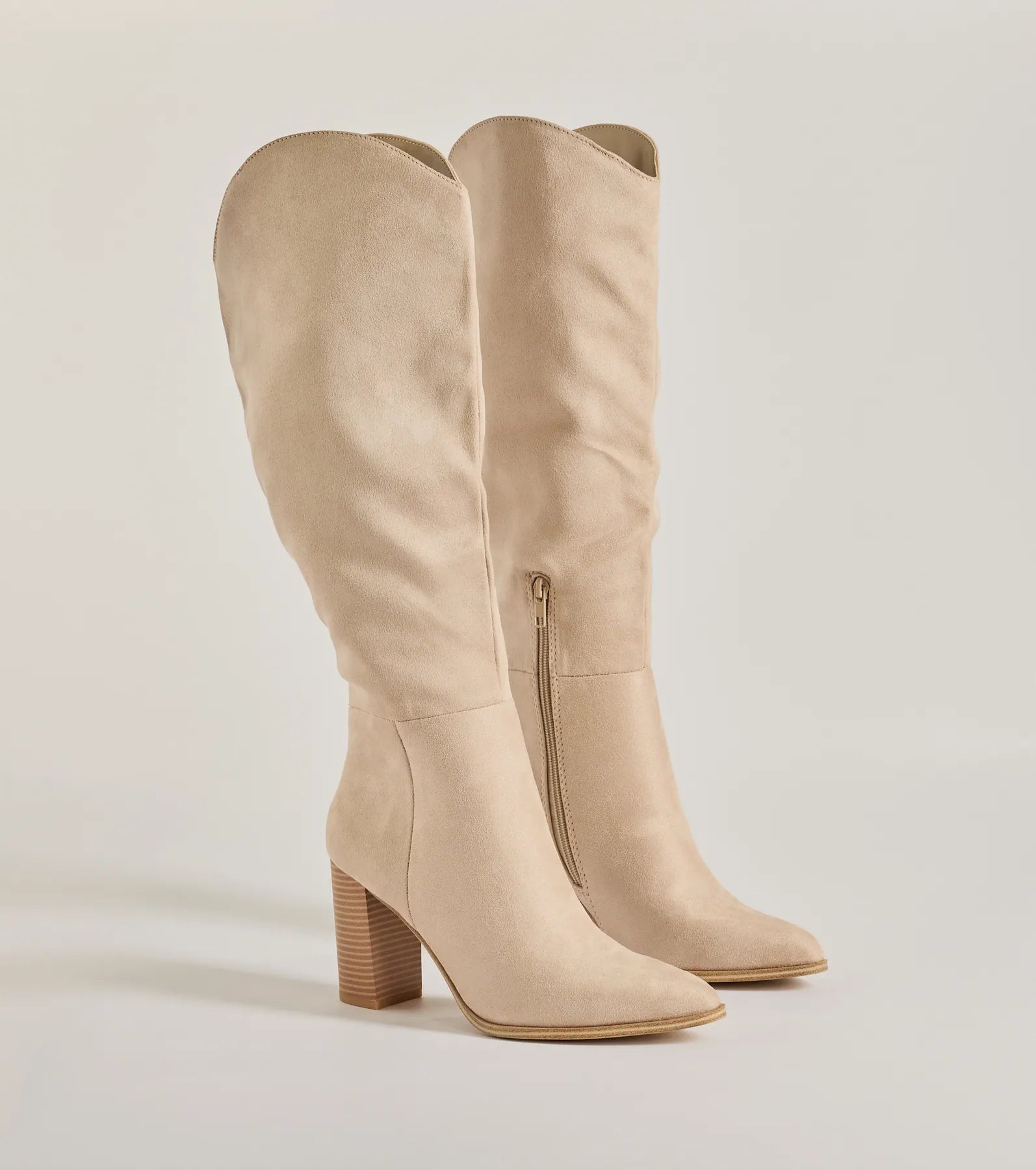 Chic Statement Faux Suede Knee-High Boots - Image 5