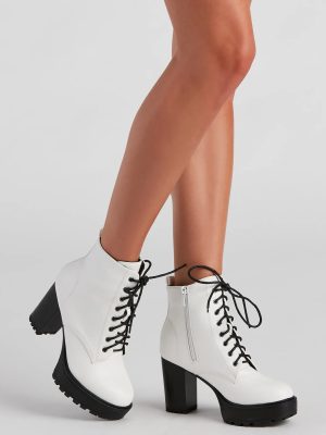Edgy Babe Platform Lace-Up Booties