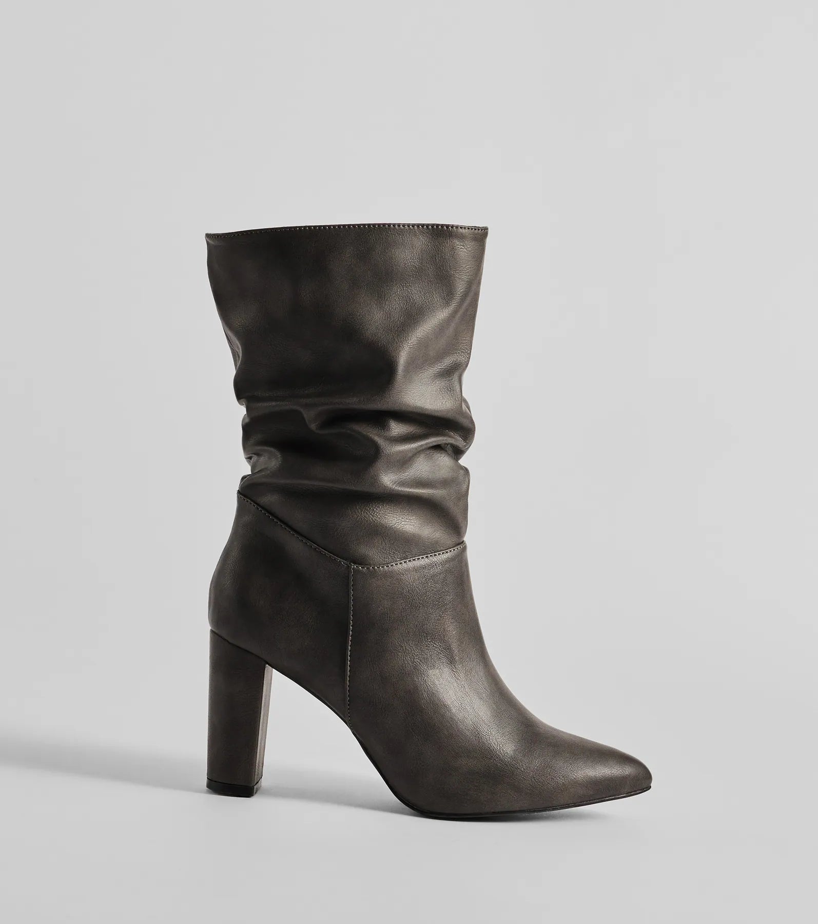 Trendy Scrunched Faux Leather Boots - Image 2