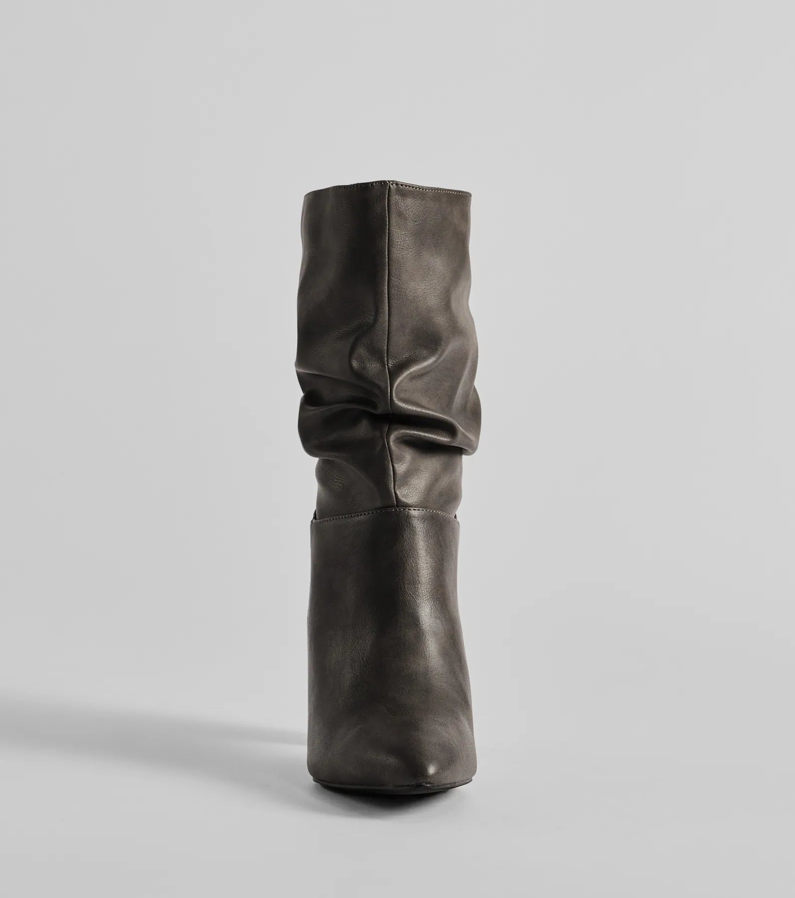 Trendy Scrunched Faux Leather Boots - Image 3