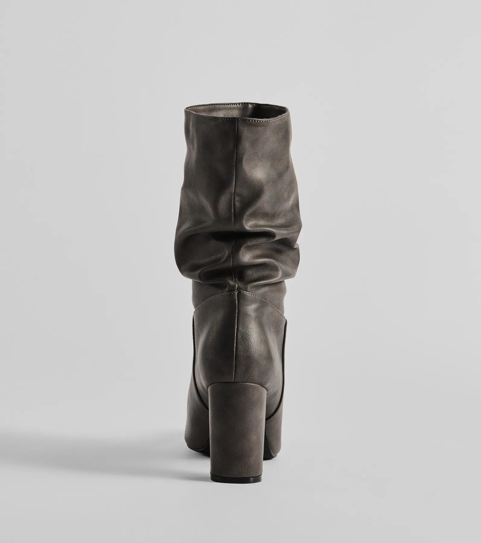 Trendy Scrunched Faux Leather Boots - Image 4