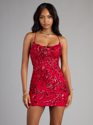 Camila Sequin Lace-Up Bodycon Mini Dress