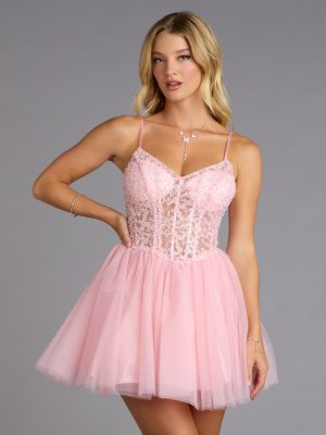 Liza Corset Tulle Skater Dress