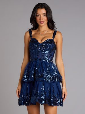 Marisa Sequin Corset Tulle Skater Dress