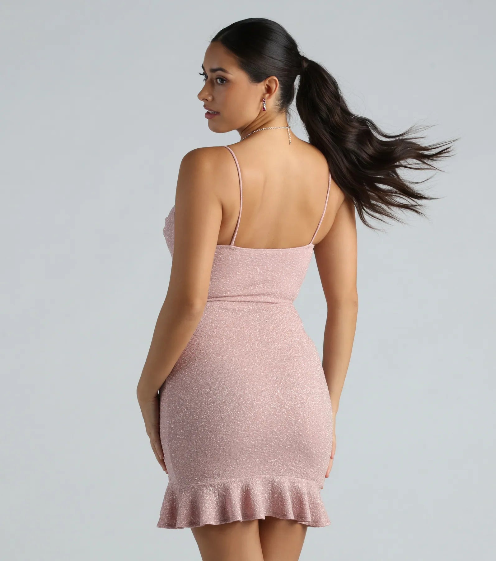 Edna Glitter Ruffle Party Mini Dress - Image 6