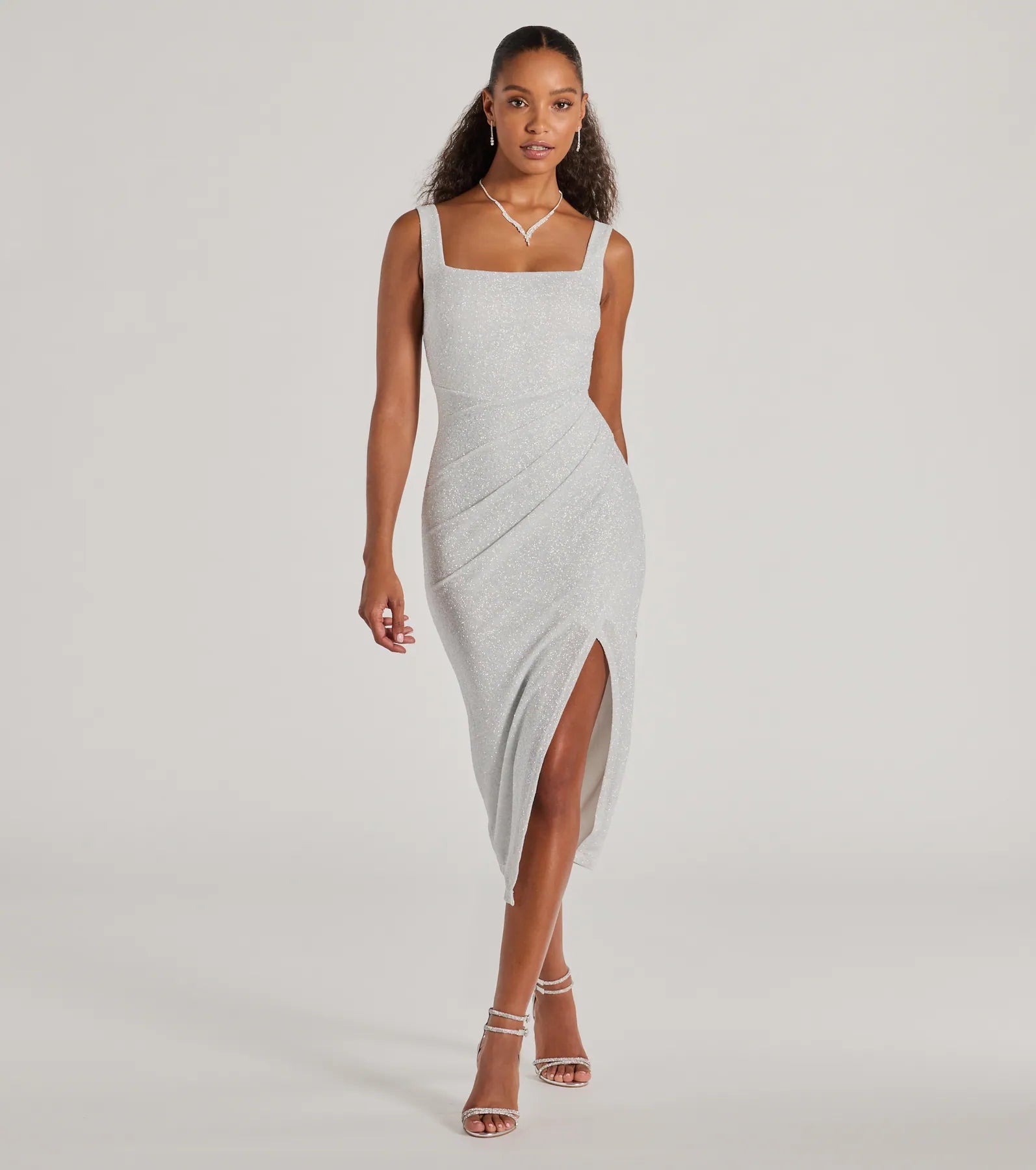 Courtney Formal Glitter Wrap Midi Dress - Image 13