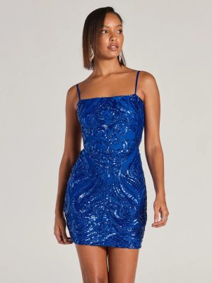Aitana Lace-Up Bodycon Sequin Mini Dress