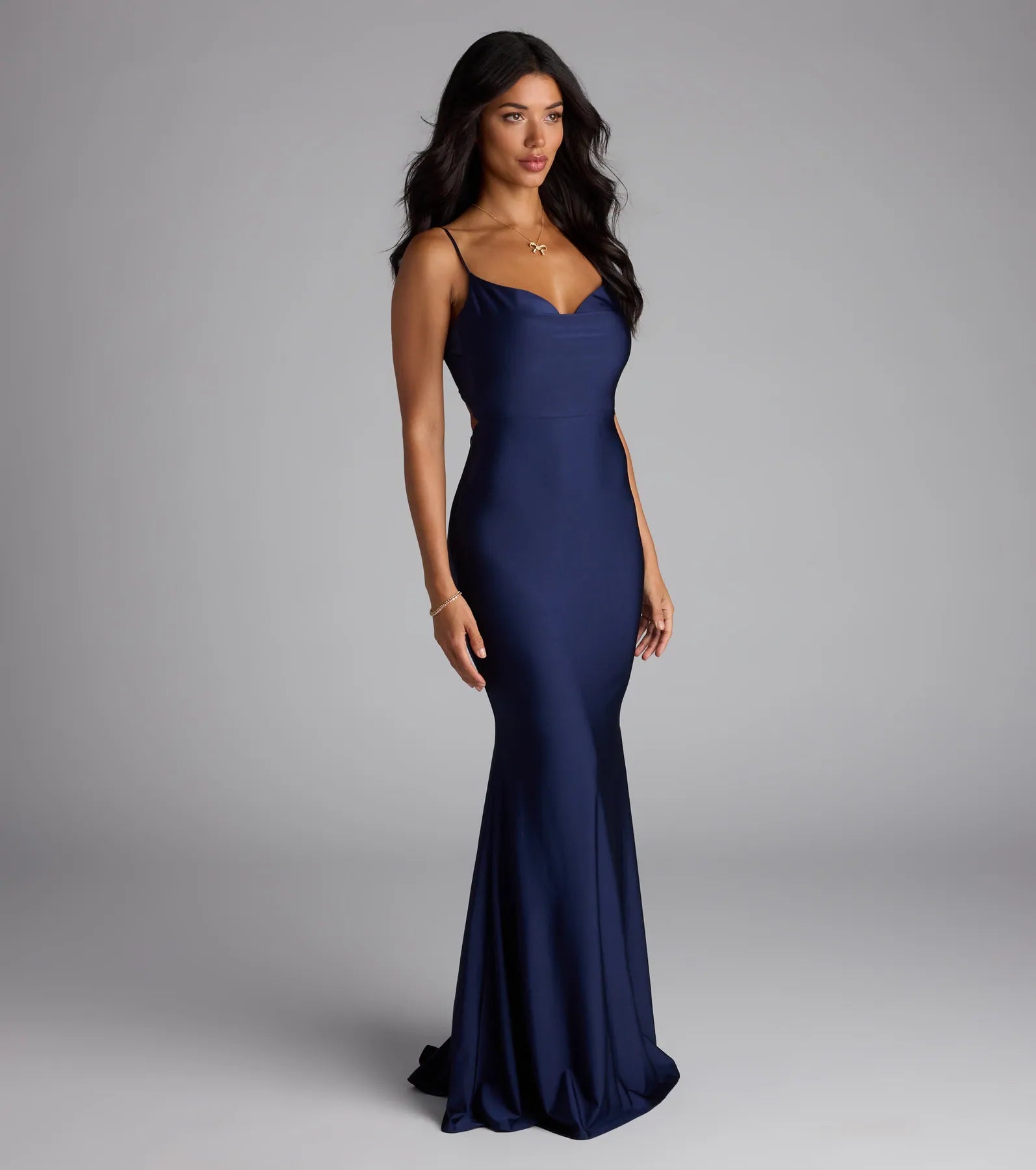 Virginia Cowl Neck Tie-Back Mermaid Formal Dress - Image 12