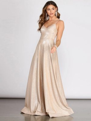 Aime Glitter A-Line Gown
