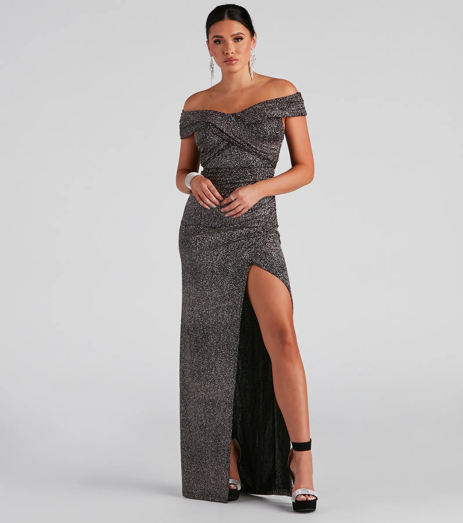 Bebe Formal Glitter Wrap Dress - Image 5
