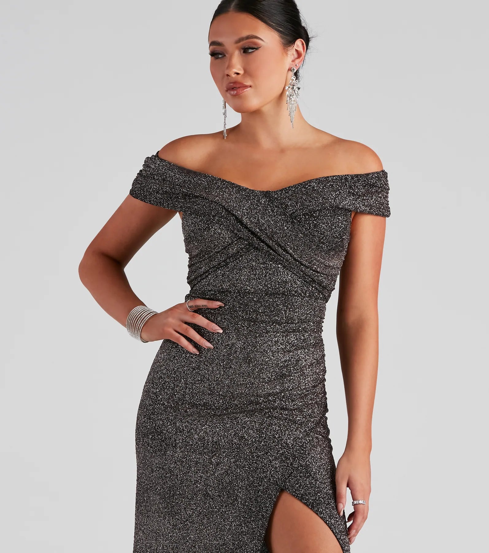 Bebe Formal Glitter Wrap Dress - Image 8