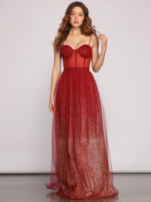 Cressida Formal Glitter A-Line Dress