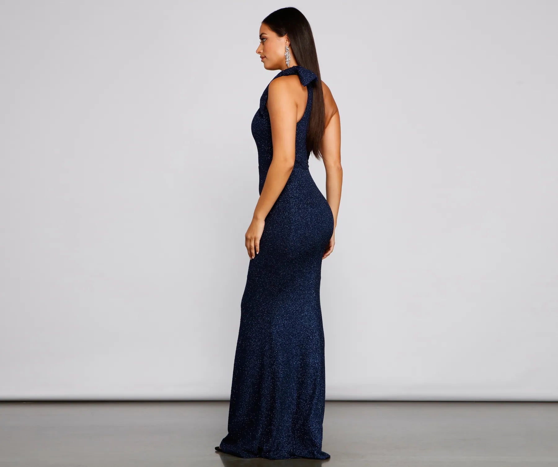 Henley Formal One Shoulder Glitter Dress - Image 2