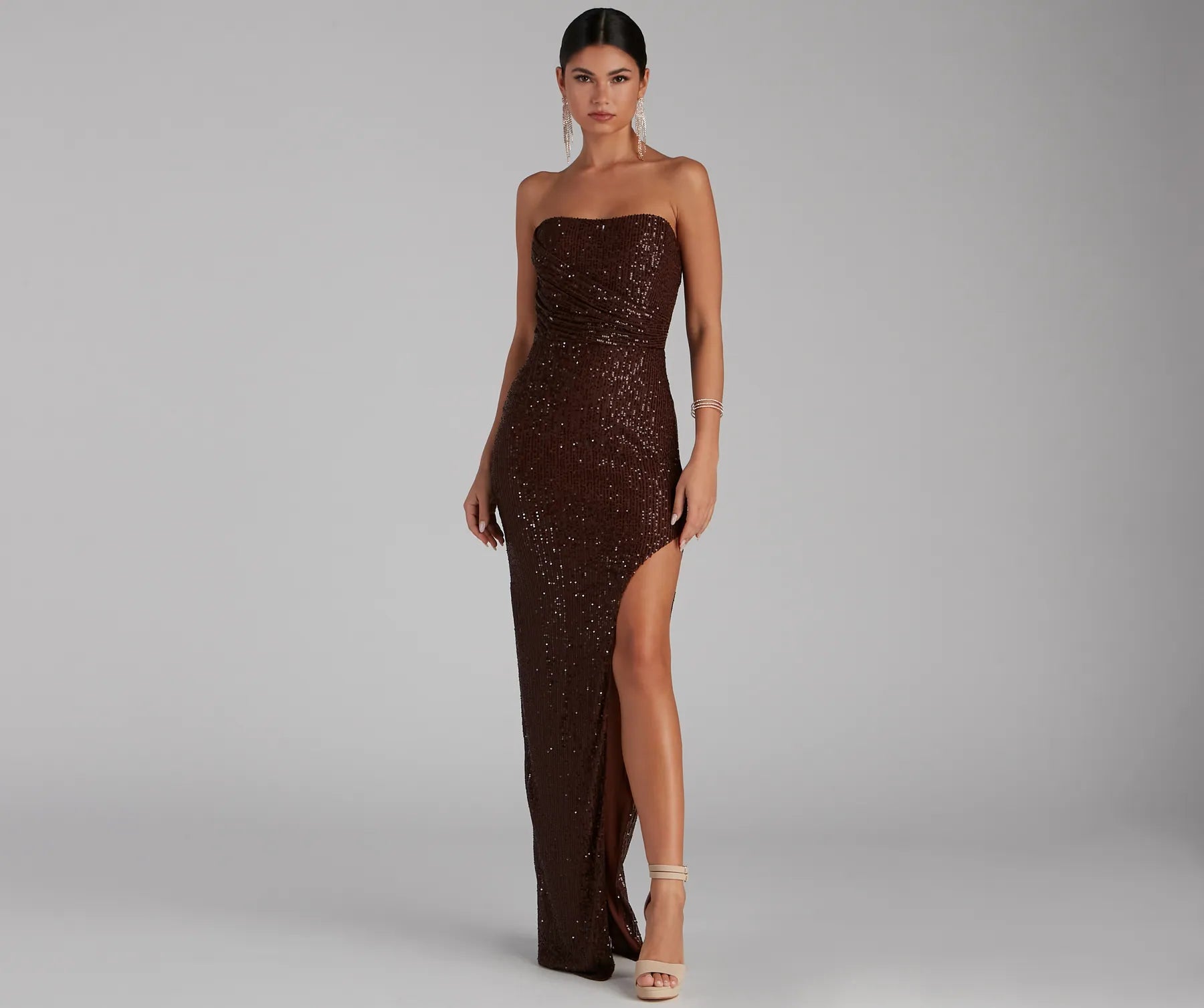 Sorella Sequin Wrap Slit Formal Dress - Image 4