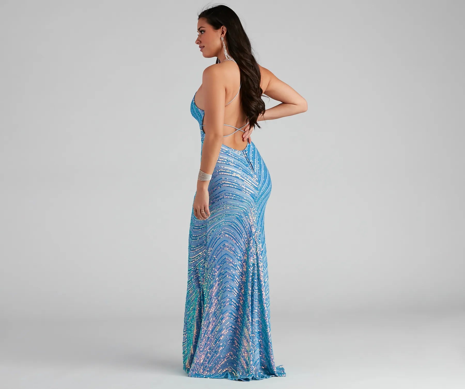 Petra Formal Iridescent Sequin Dress - Image 6