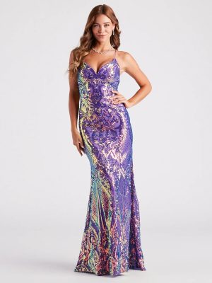Camren Formal Sequin Strappy Mermaid Dress