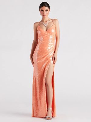 Ariella Formal High Slit Sequin Mermaid Dress