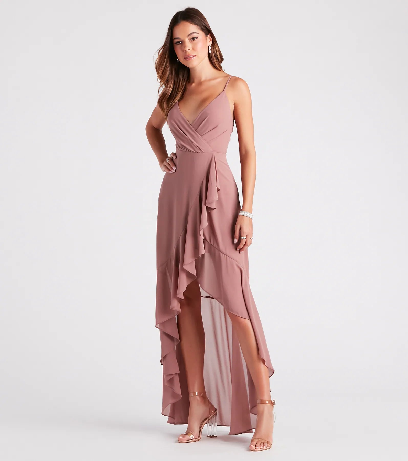Gracie Formal Chiffon A-Line High Low Dress - Image 3