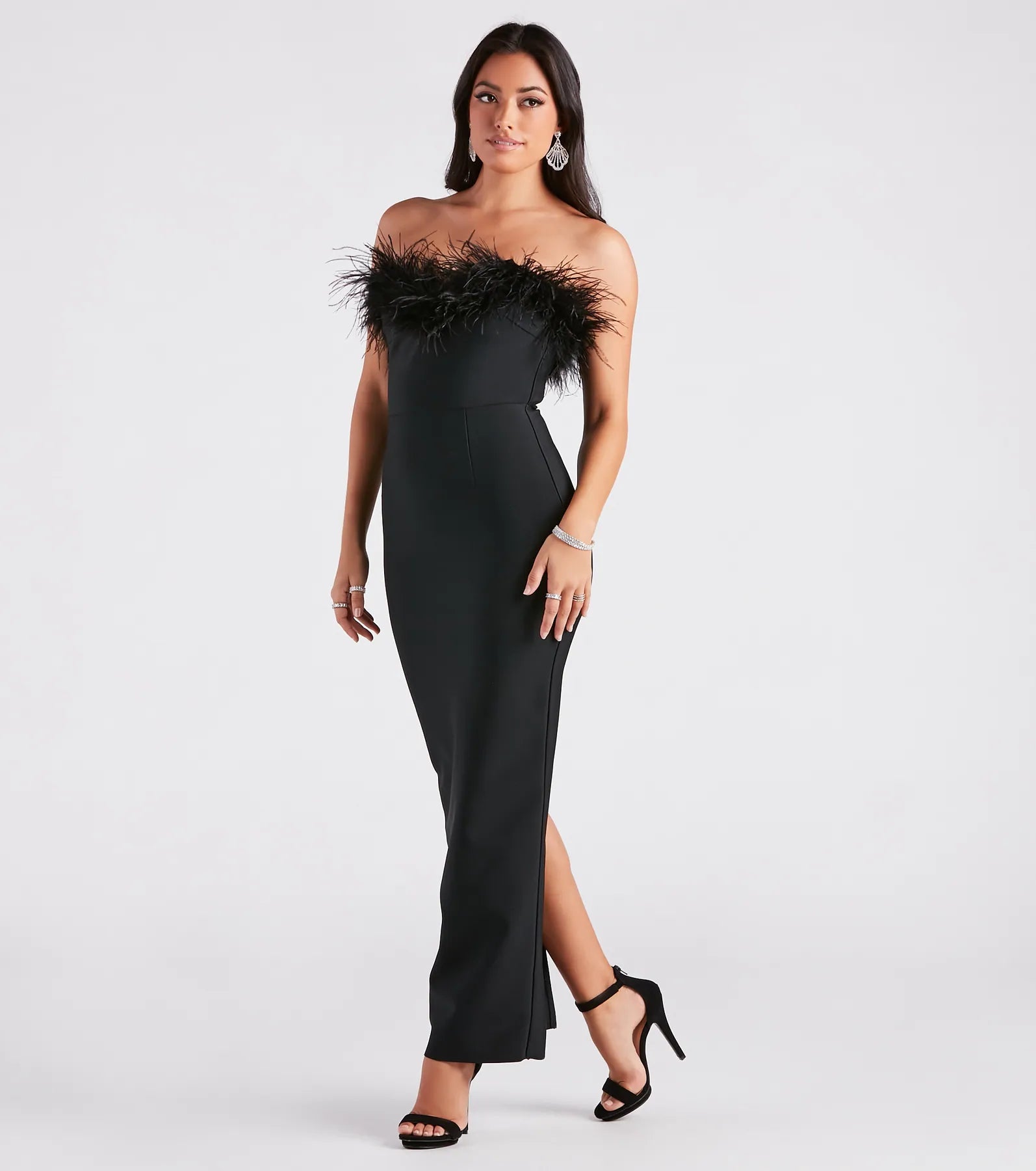Olivia Formal Marabou Feather Bandage Dress - Image 7