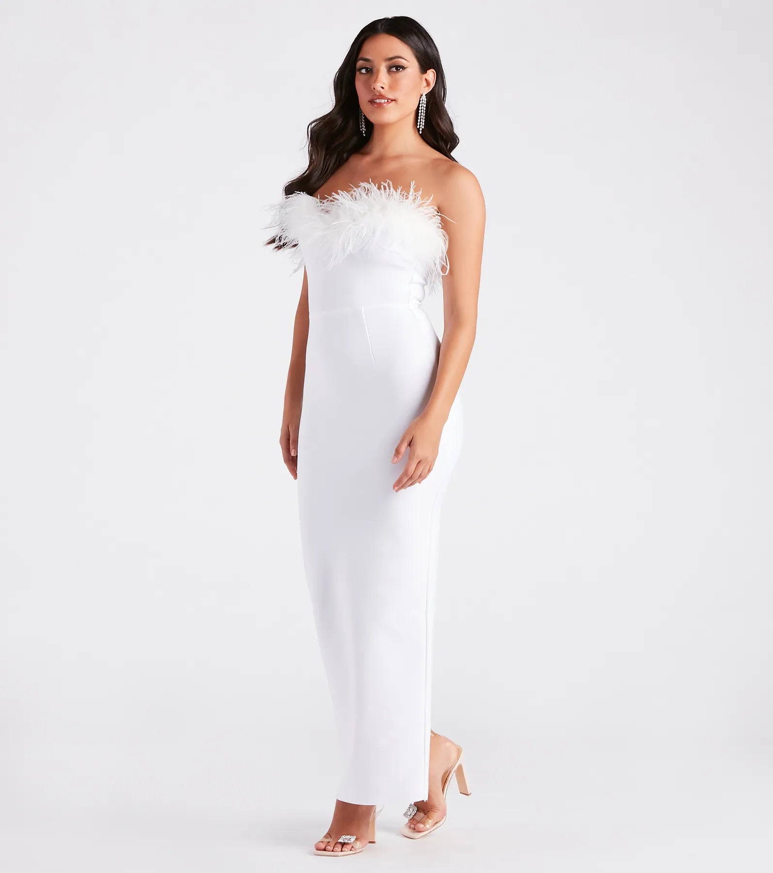Olivia Formal Marabou Feather Bandage Dress - Image 3