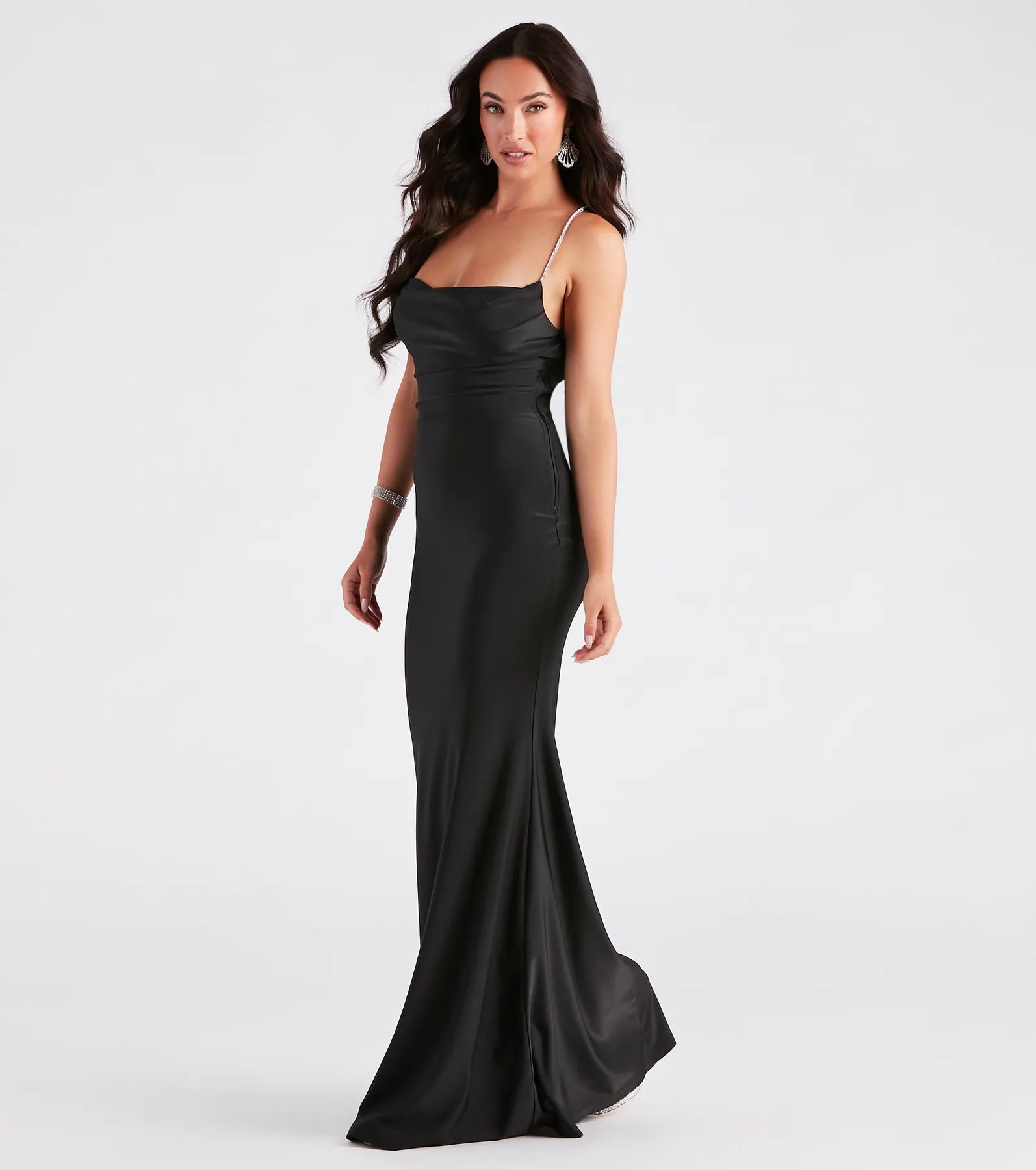 Marisol Formal Rhinestone Lace-Up Mermaid Dress - Image 3