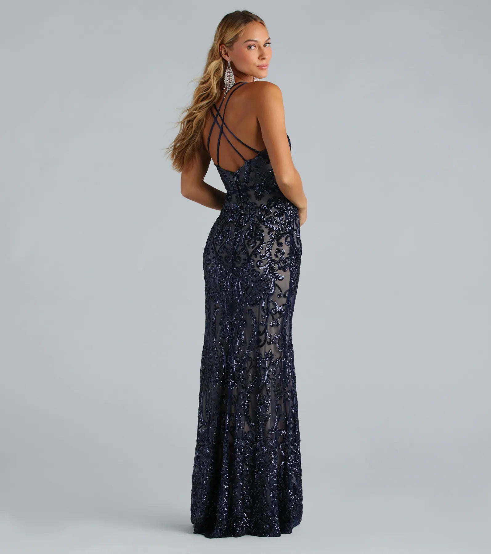 Karissa Formal Sequin Strappy Mermaid Dress - Image 2