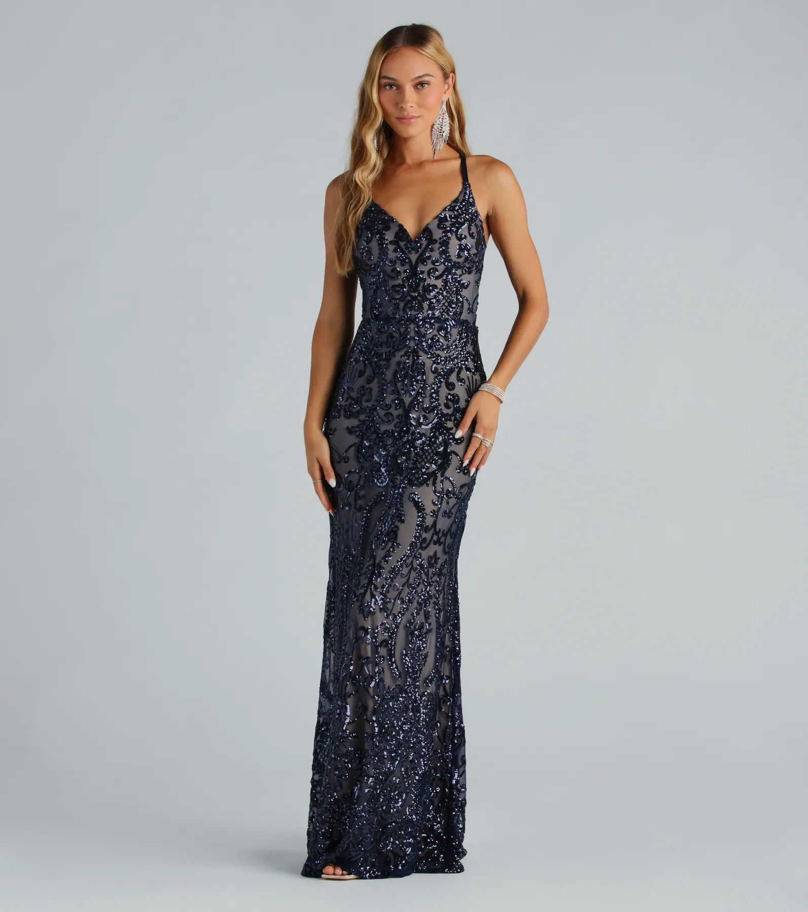 Karissa Formal Sequin Strappy Mermaid Dress - Image 3