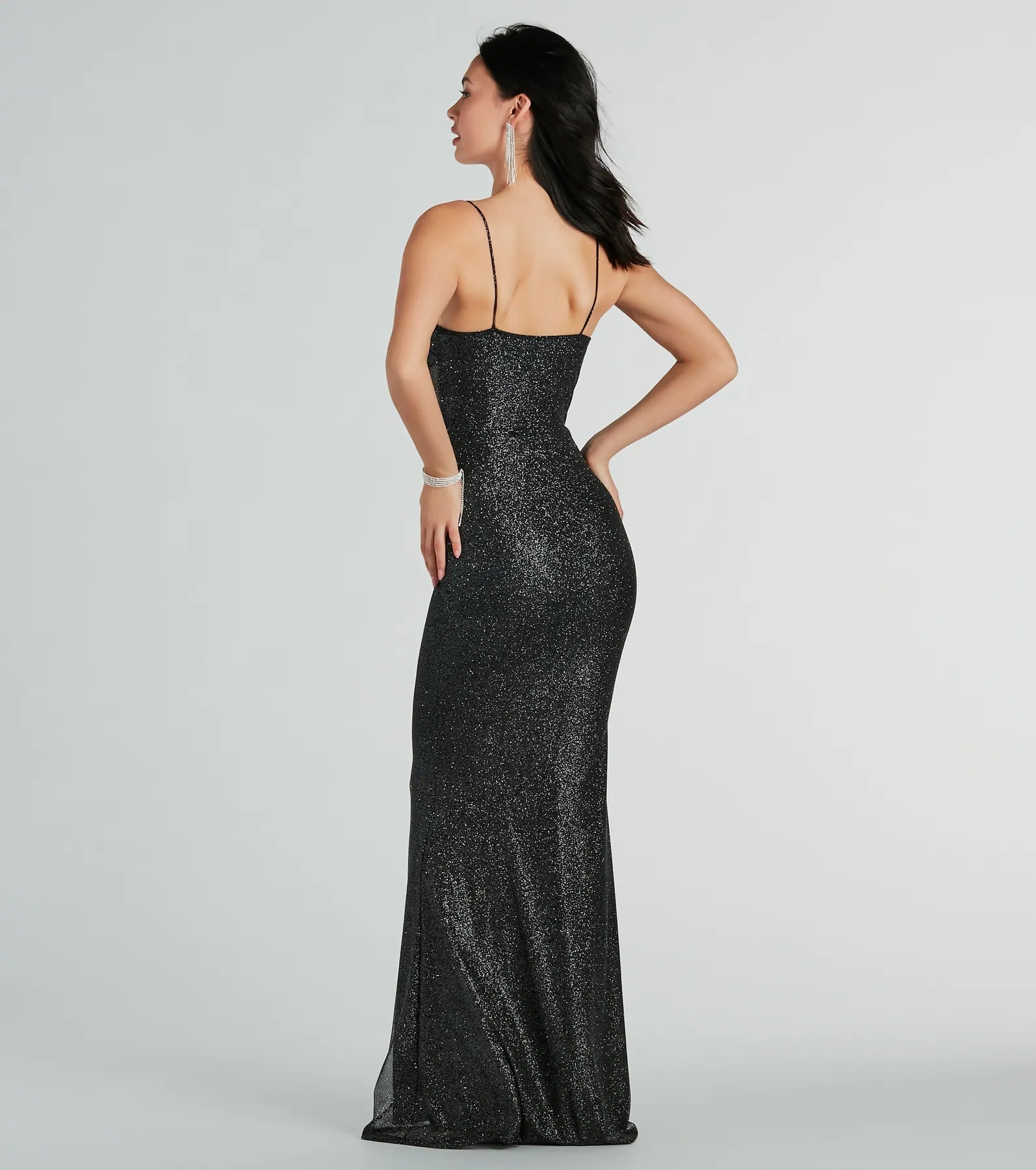 Maryam Formal Glitter Mesh Mermaid Long Dress - Image 2