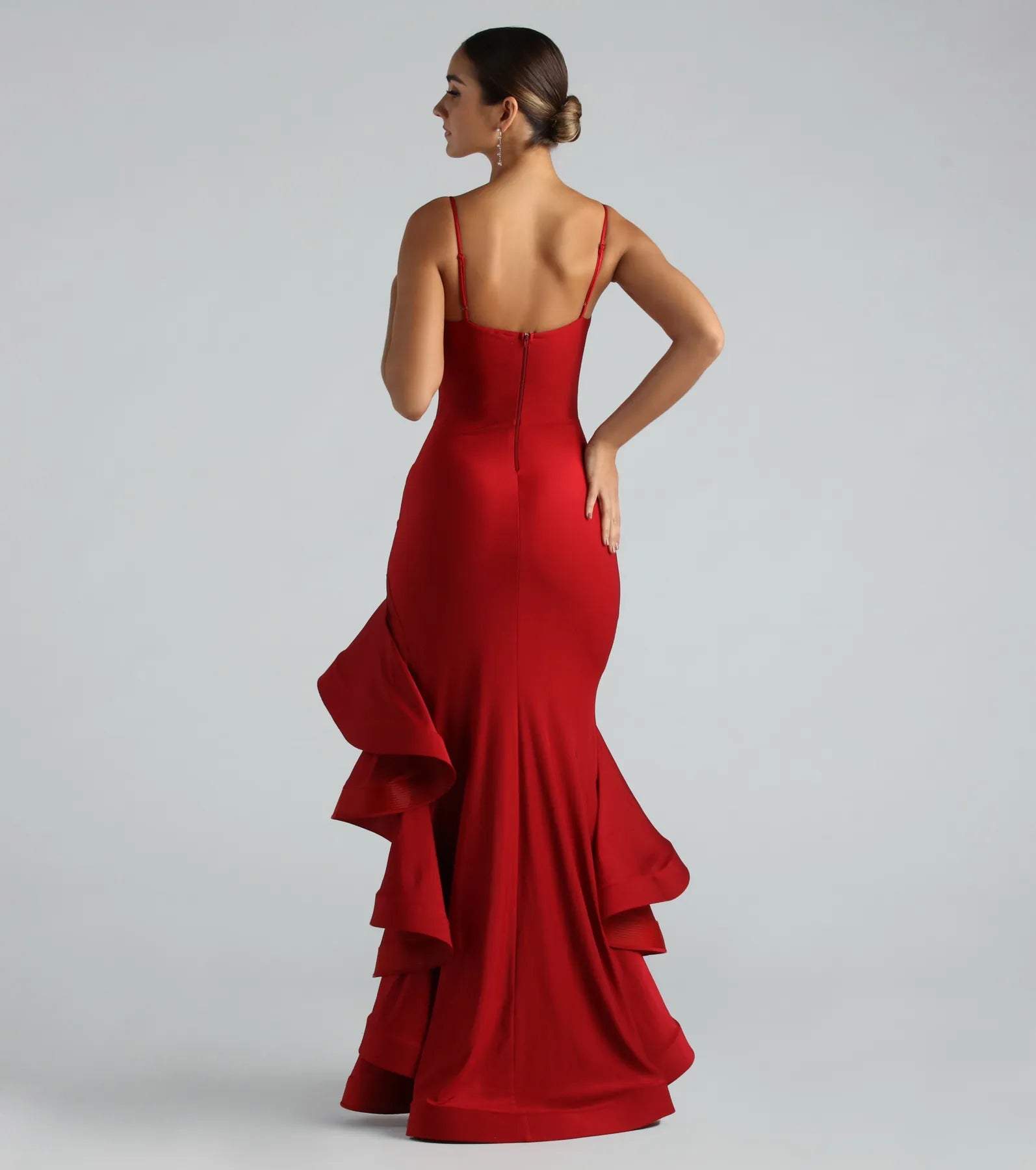 Darcy Formal Ruffled High-Low Mermaid Dress - Image 2