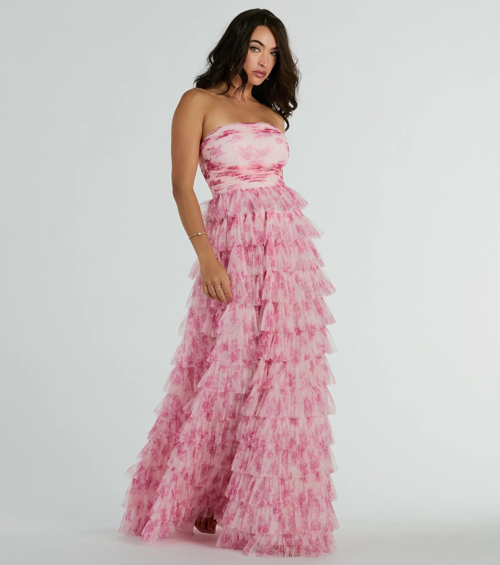 Liliane Garden Rose Ruffled A-Line Formal Dress - Image 4