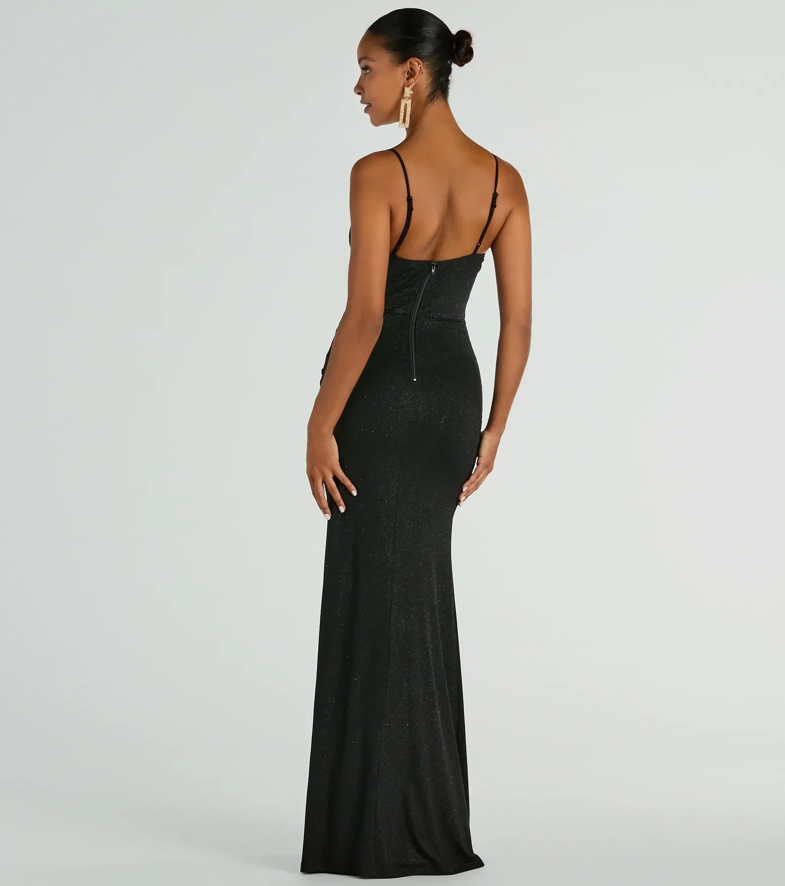 Melinda V-Neck Slit Mermaid Glitter Formal Dress - Image 2