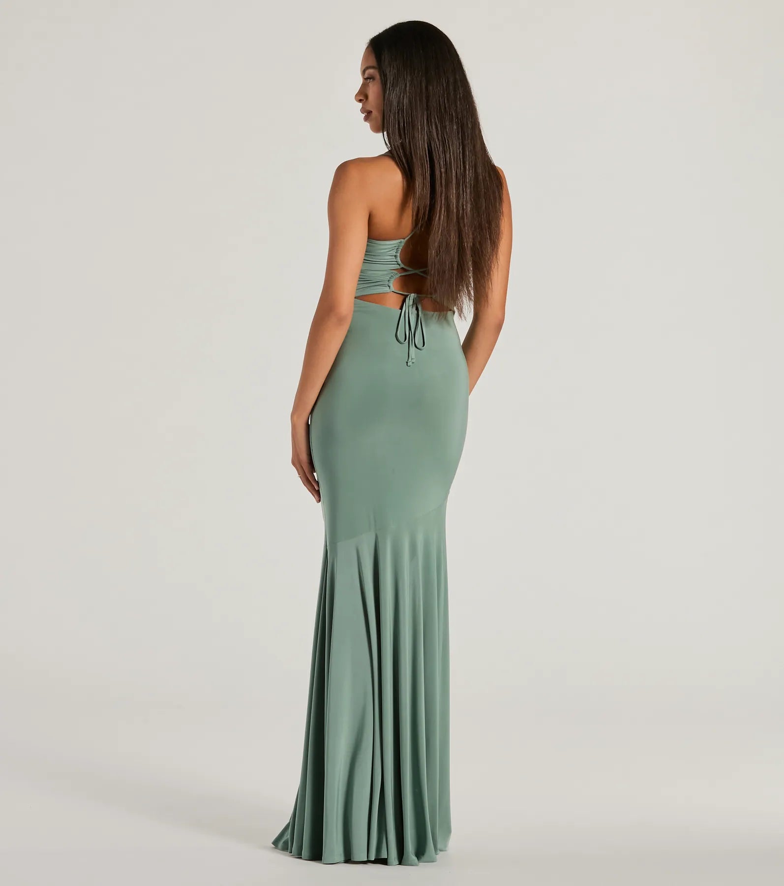 Candace Lace-Up Slit Mermaid Formal Dress - Image 2