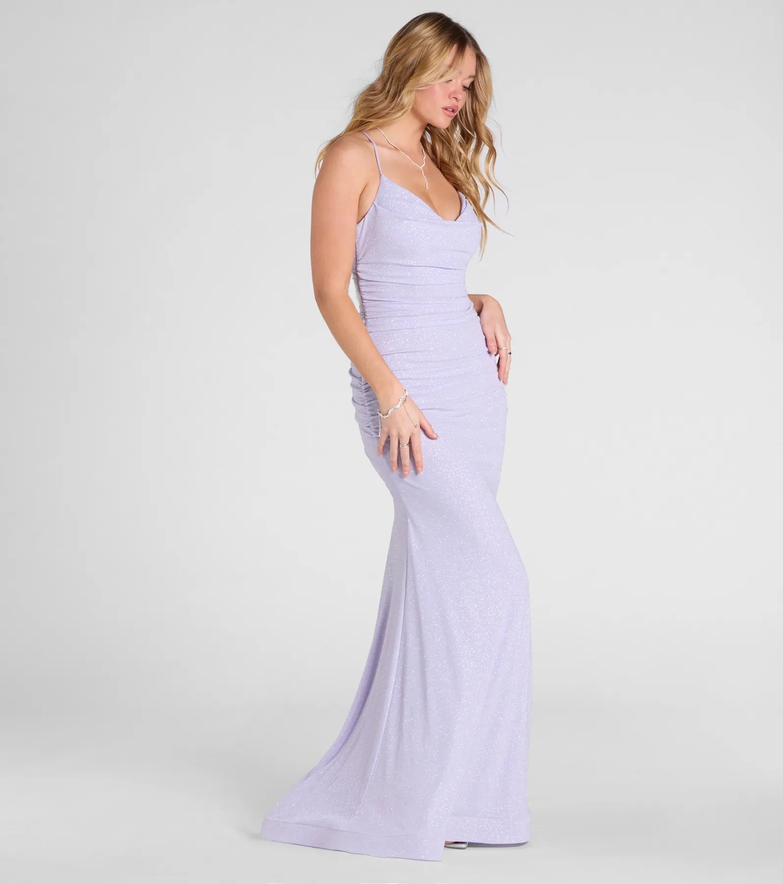 Leslie Lace-Up Mermaid Glitter Formal Dress - Image 5