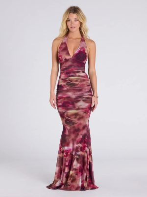 Kelsey Halter Printed Mermaid Formal Dress
