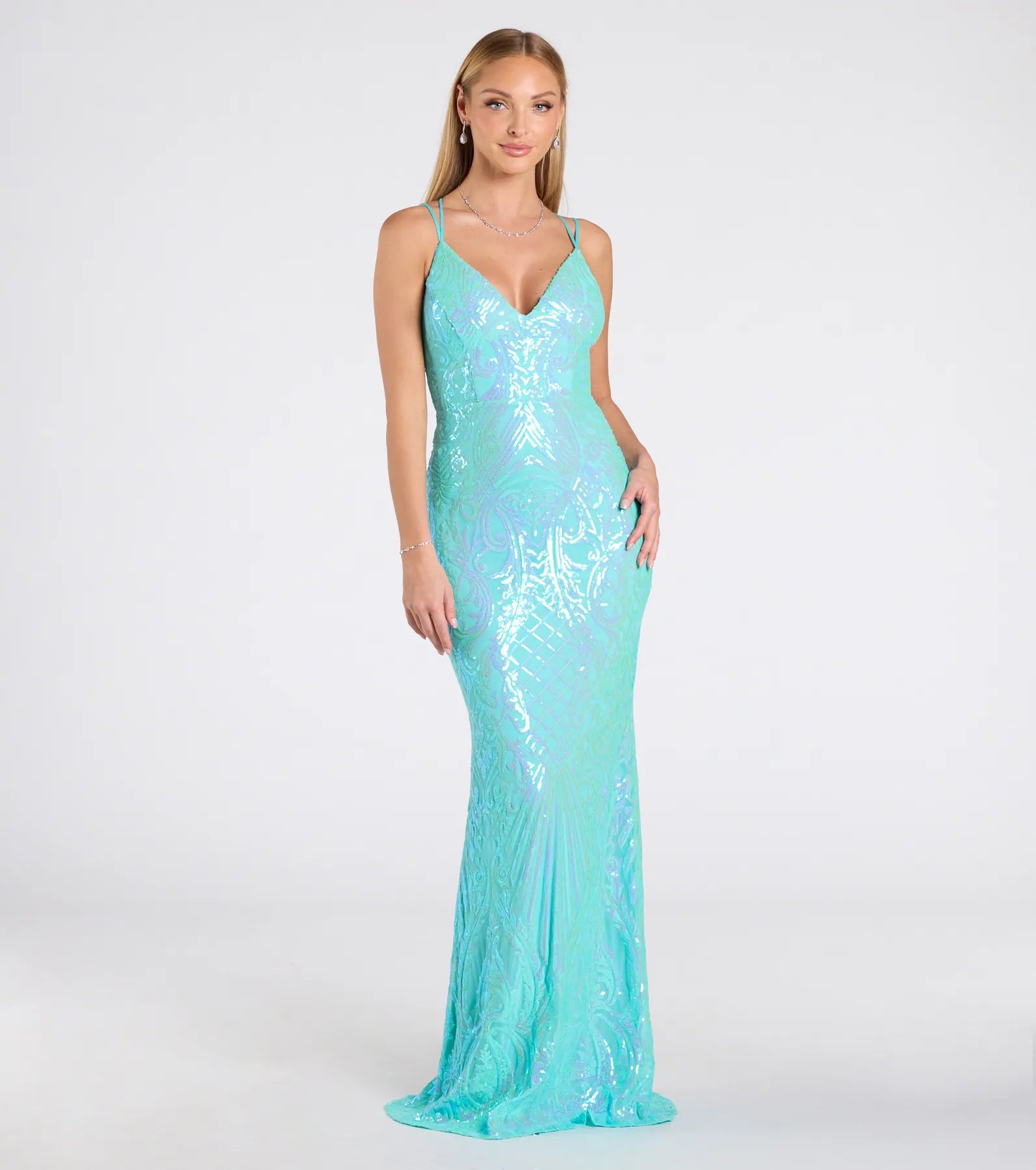 Liana Formal Sequin Scroll Mermaid Dress - Image 6