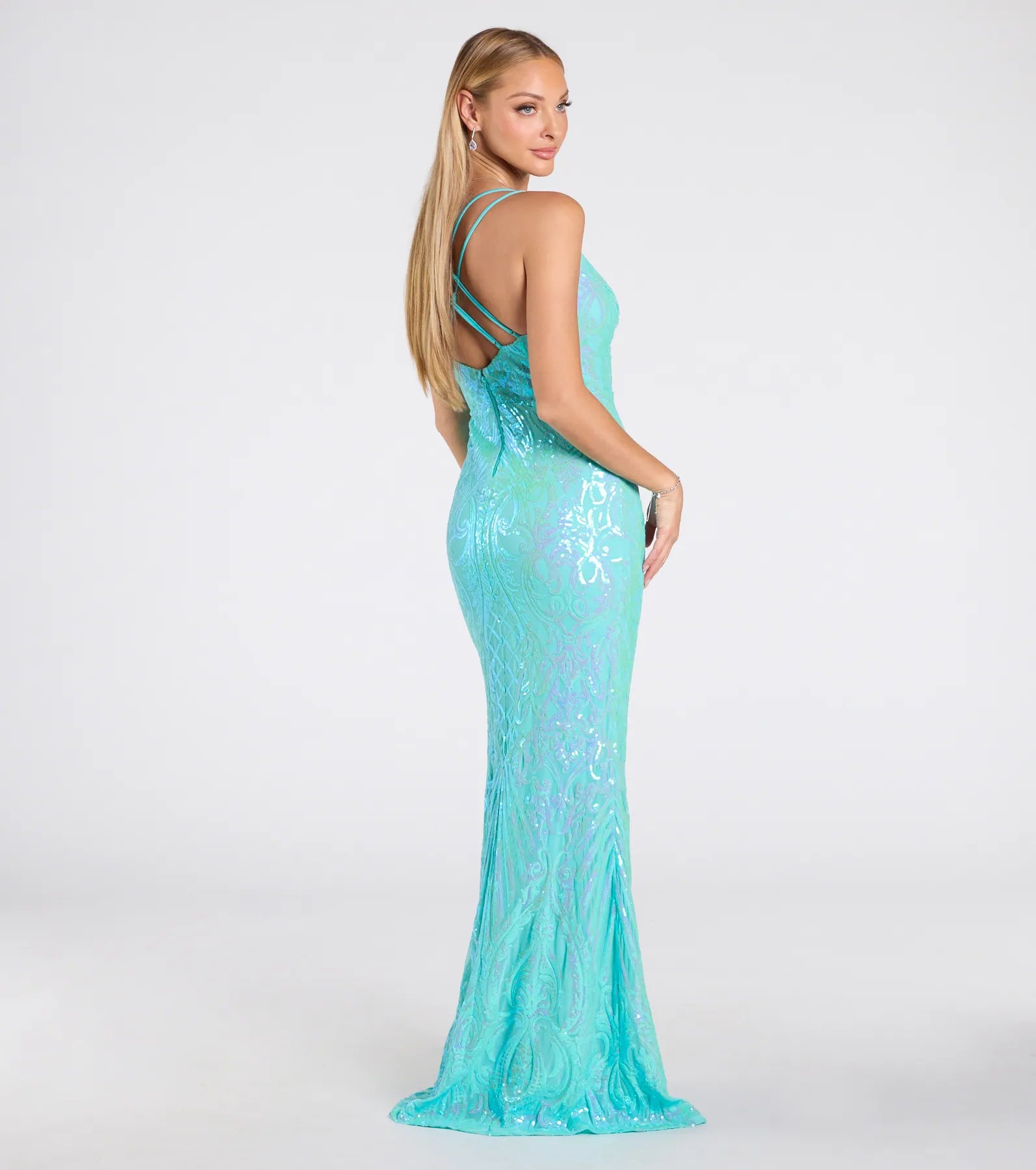 Liana Formal Sequin Scroll Mermaid Dress - Image 7