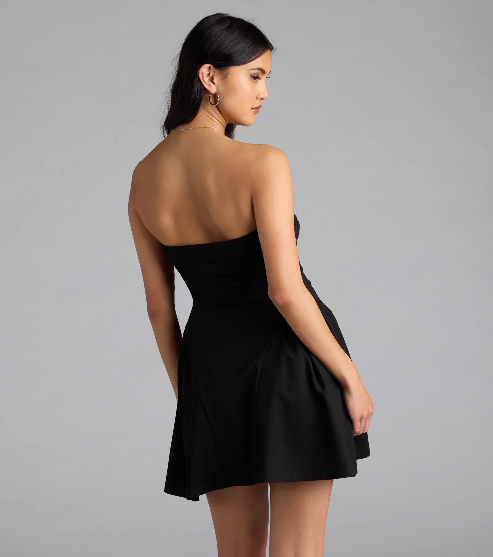 Soiree Ready Strapless Crepe Skater Mini Dress - Image 2